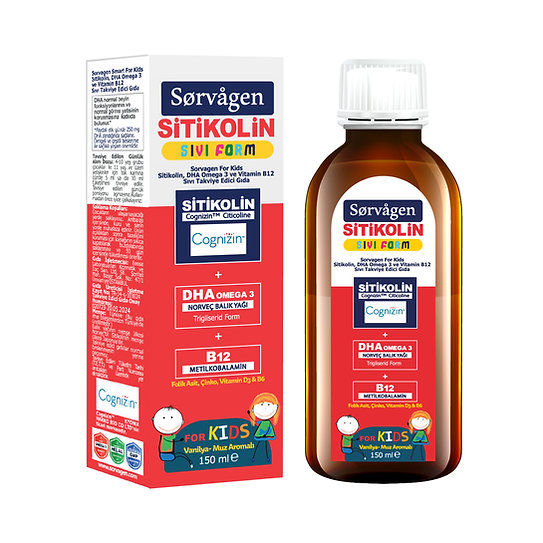 SORVAGEN DOUBLE SITIKOLIN KIDS SIVI TAKVIYE EDICI GIDA 150 ml şişe