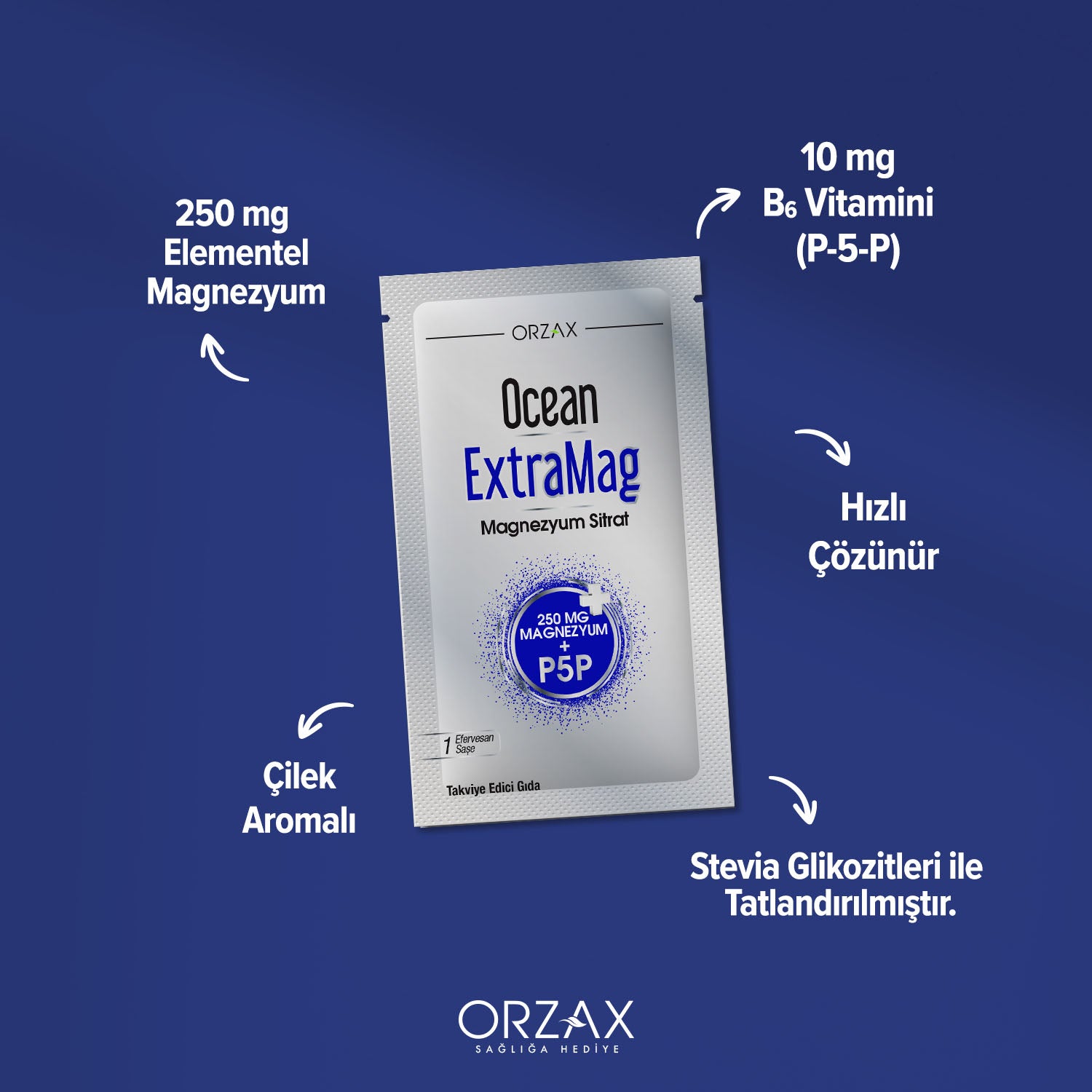 Ocean Extramag Magnezyum Sitrat Iceren Efervesan Sase Takviye Edici Gida 250 Mg 30 Sase
