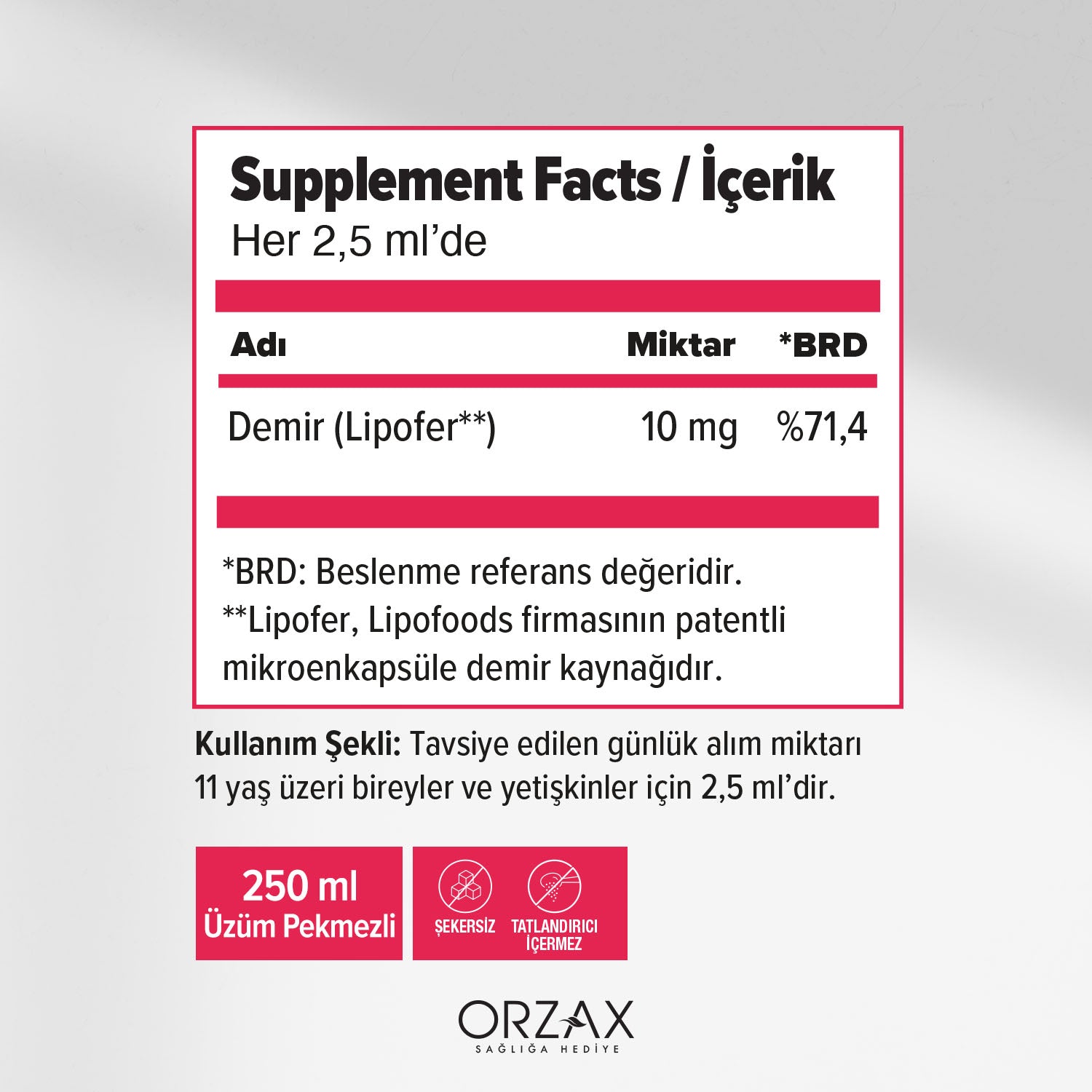 Ocean Microfer Lipozomal Demir Minerali Iceren Uzum Pekmezli Takviye Edici Gida 250 Ml Sise