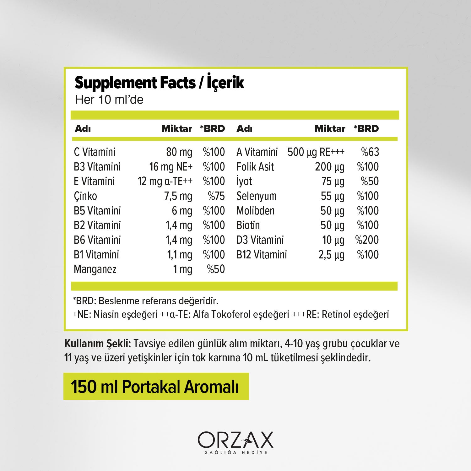 Ocean Vm Vitamin Mineral Portakal Aromali Takviye Edici Gida 150 Ml Sise