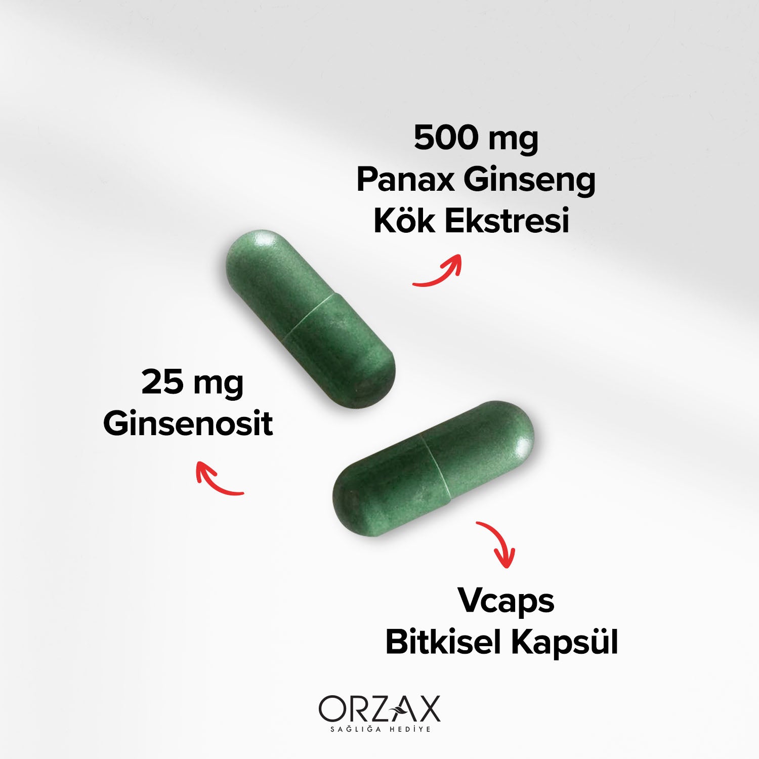 Ocean Panax Ginseng Kore Ginsengi Iceren Takviye Edici Gida 500 Mg 60 Kapsul