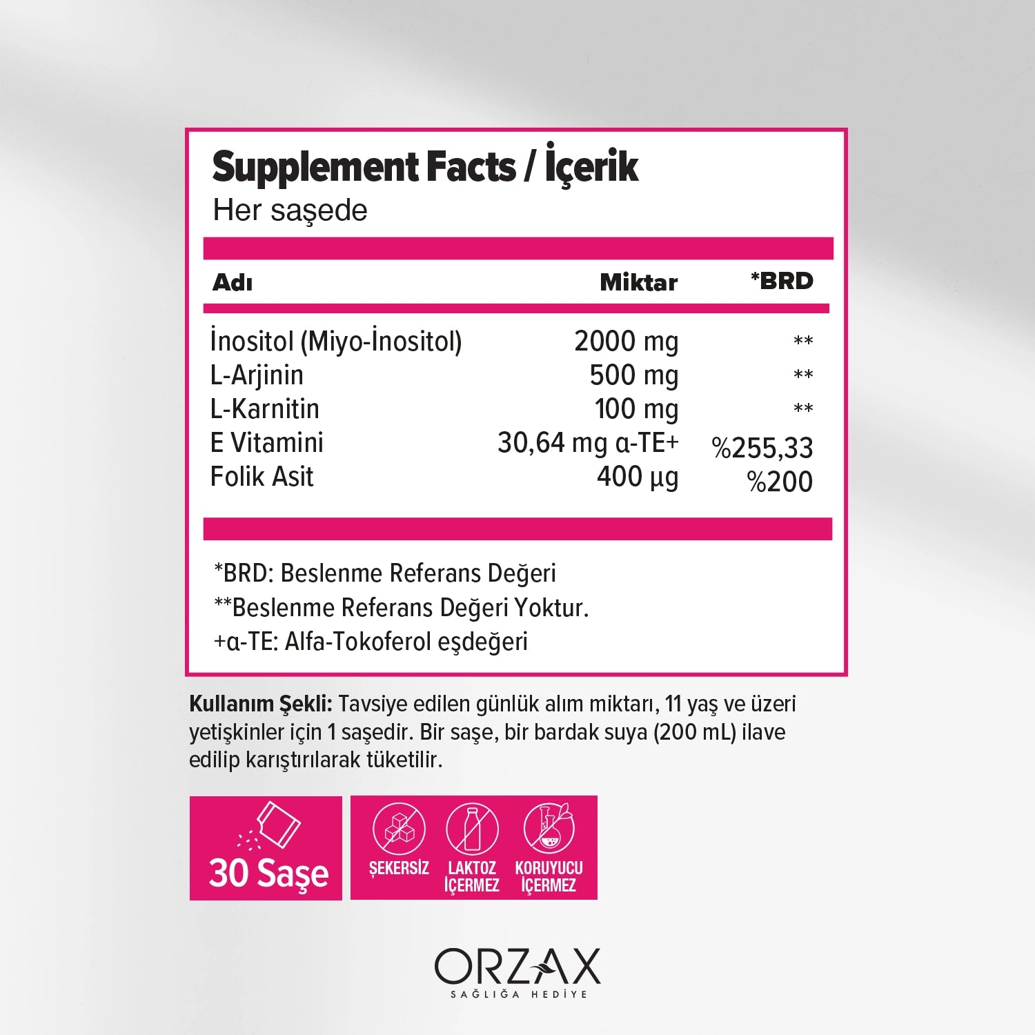 Ocean Polysitol Inositol Takviye Edici Gida 400 Mcg 30 Sase