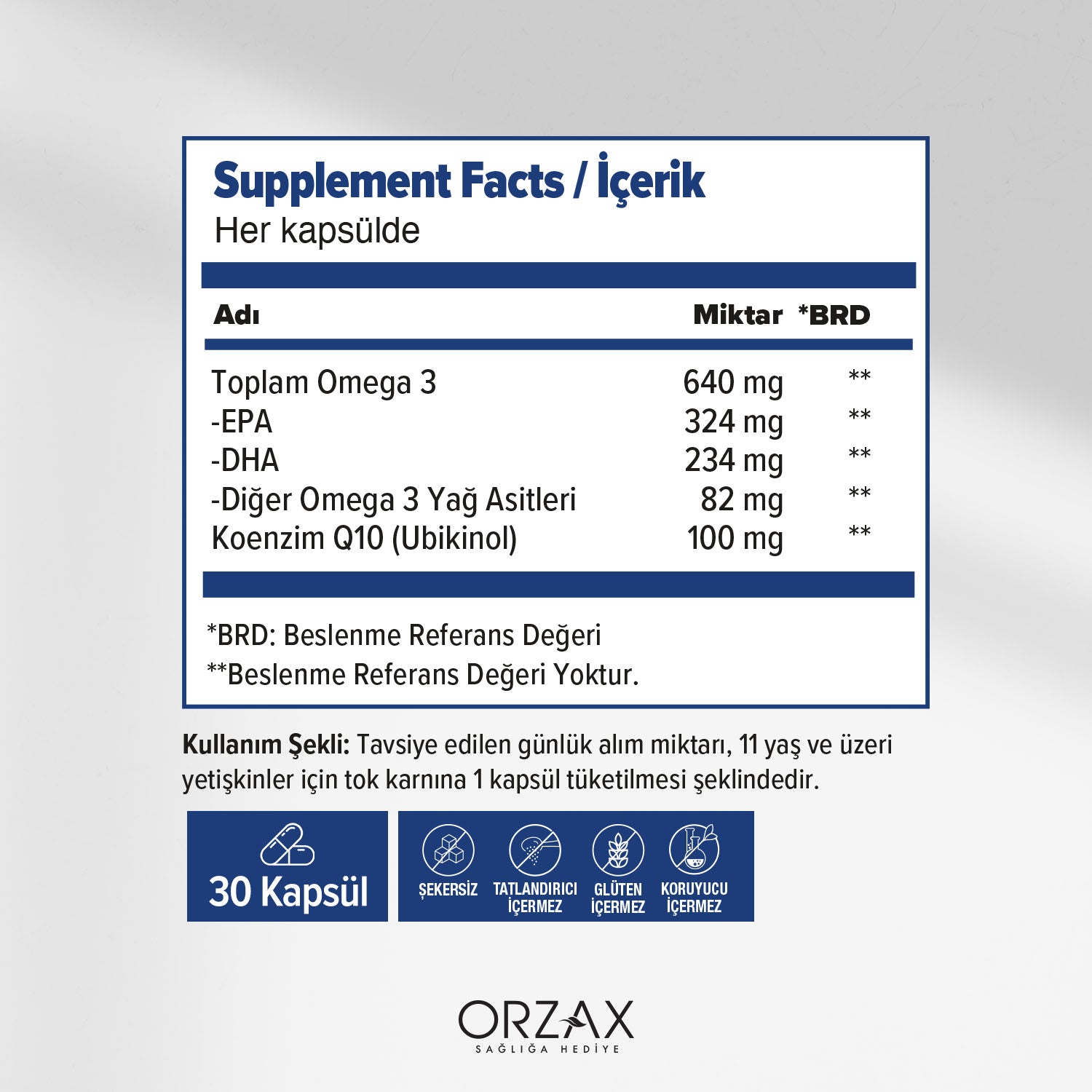 Ocean Omega3&Qh Balik Yagi Ubikinol Takviye Edici Gida 30 Kapsul