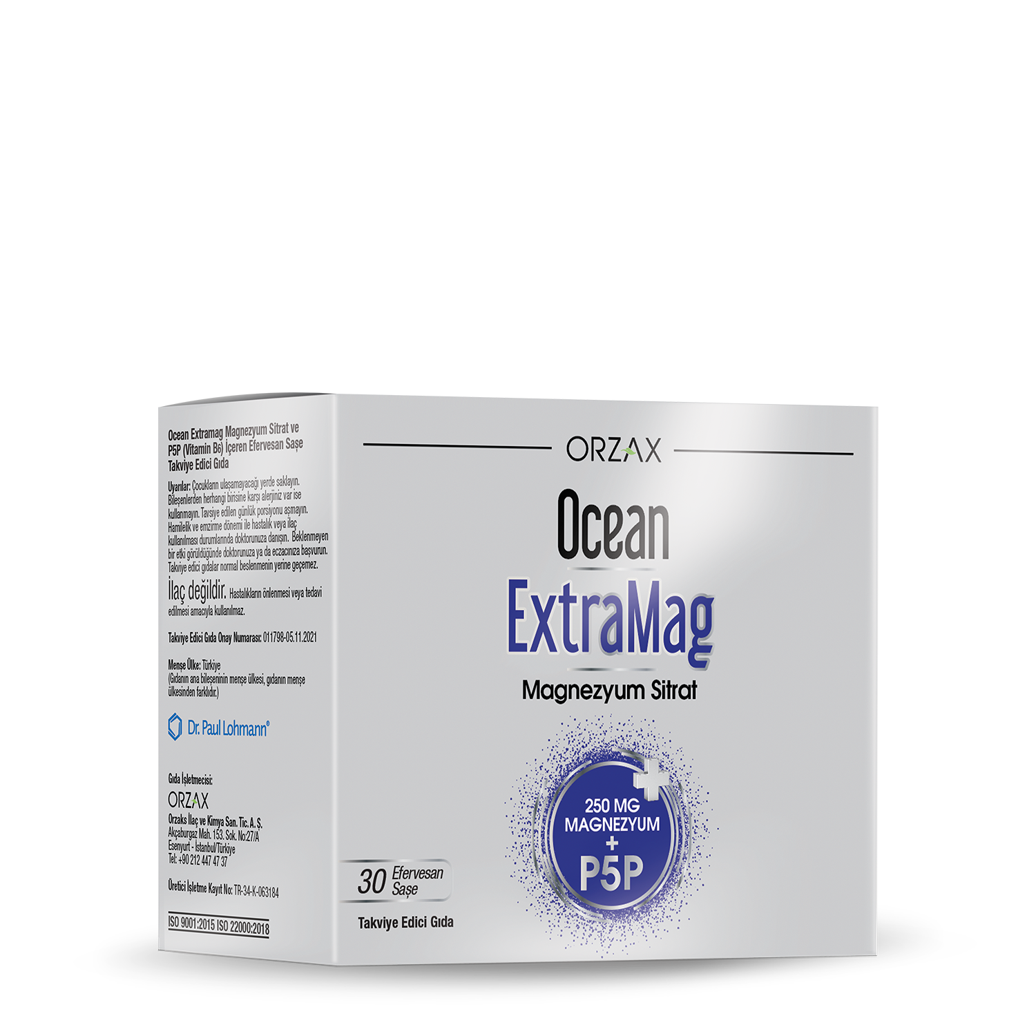 Ocean Extramag Magnezyum Sitrat Iceren Efervesan Sase Takviye Edici Gida 250 Mg 30 Sase