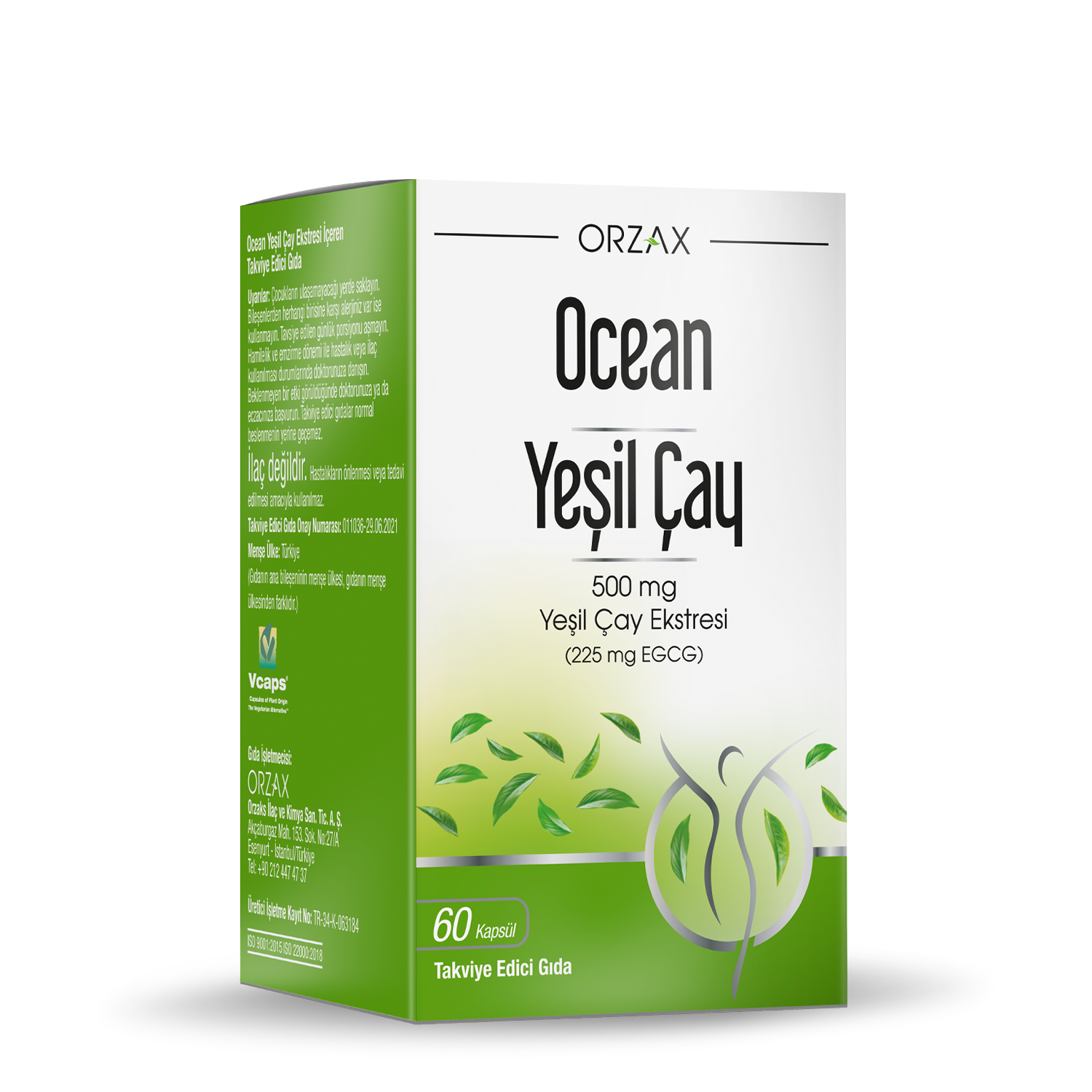 Ocean Yesil Cay Ekstresi Iceren Takviye Edici Gida 500 Mg 60 Kapsul