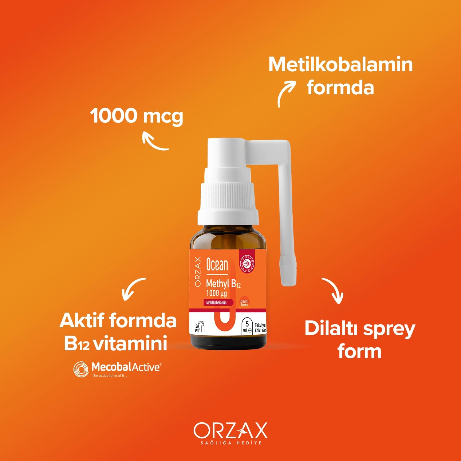 OCEAN METHYL B12 SPREY 1000 mcg 5 ml şişe