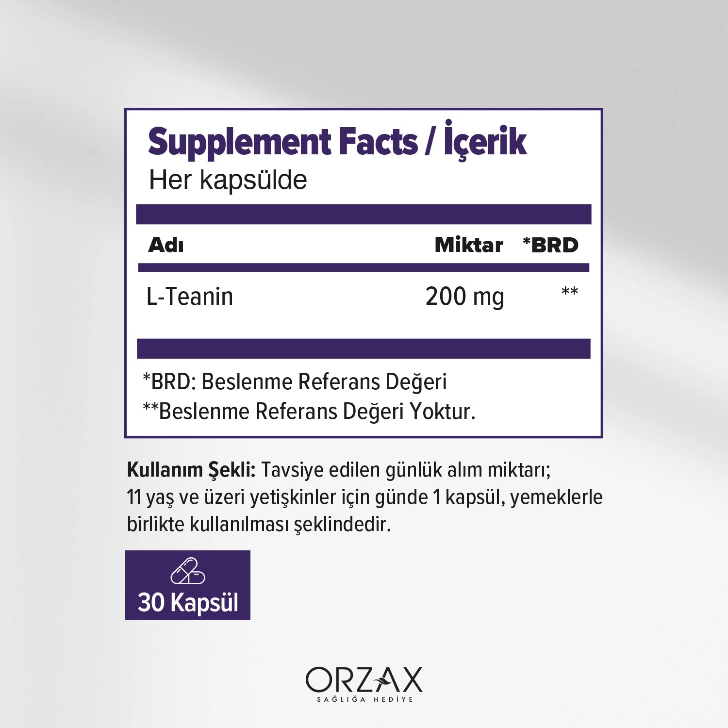 Ocean L-Teanin Iceren Takviye Edici Gida 30 Kapsul