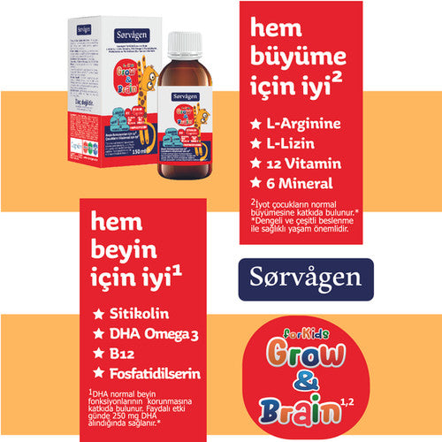 Sorvagen Grow&amp;Braın For Kıds Sıvı 150 ML