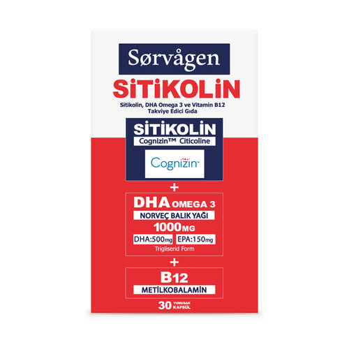 SORVAGEN SİTİKOLİN  (SİTİKOLİN, DHA OMEGA 3 VE B12 TAKVİYE EDİCİ GIDA)